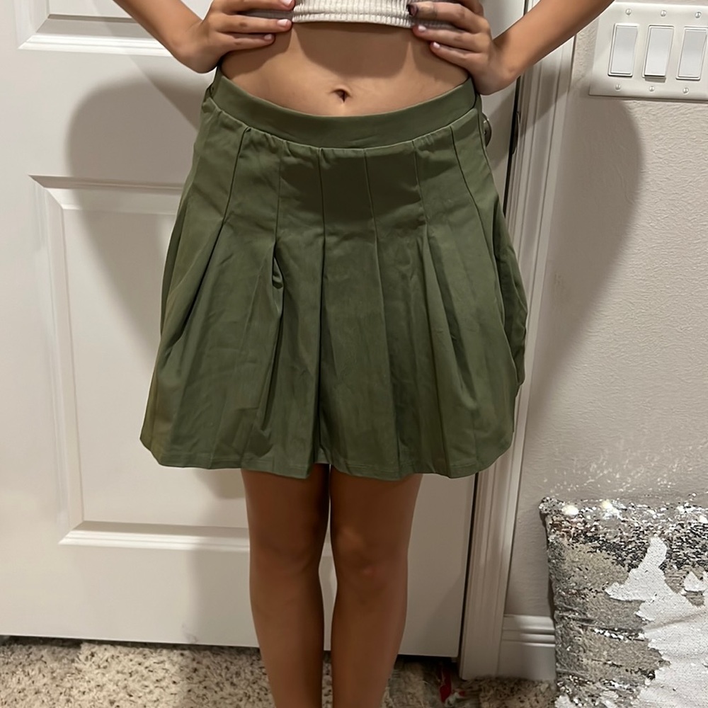 Army Green pleated skirt